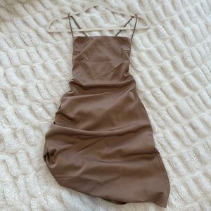 Brown silk mini dress